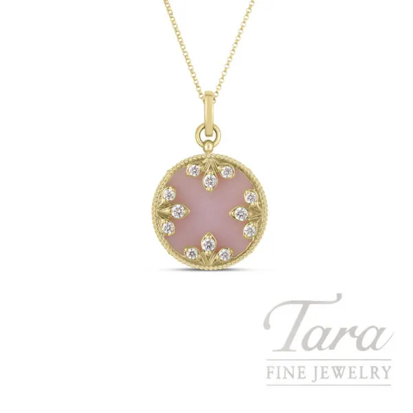 Roberto Coin 18K Yellow Gold Pink Opal & Diamond Venetian Princess Pendant, 4.00TGW, 0.28TDW