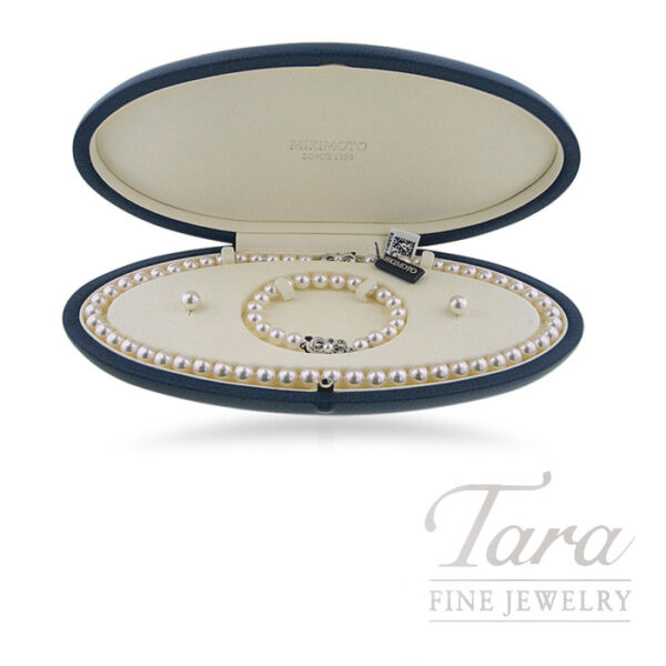 Mikimoto 3 Piece Set Pearl Necklace, Bracelet and Earrings