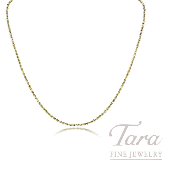 14K Yellow Gold Rope Chain 1.5MM, 18"