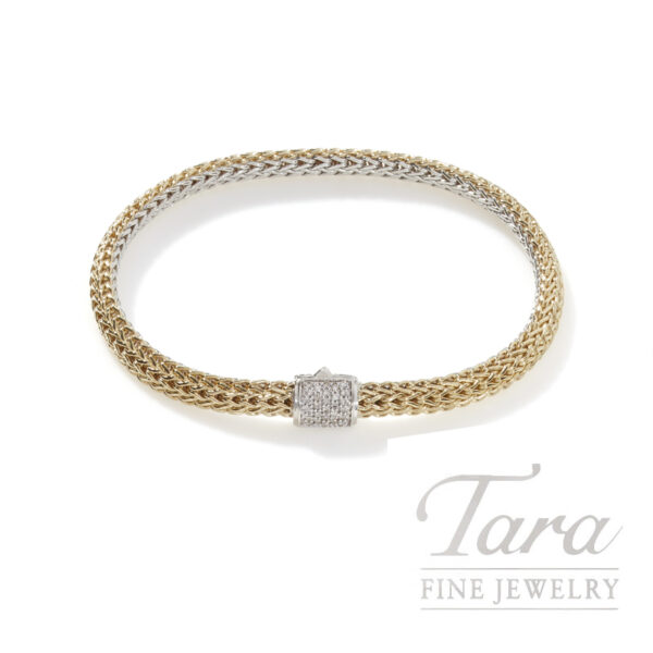 John Hardy Icon Bracelet, Reversible, Gold, Sterling Silver, Diamonds, 5MM