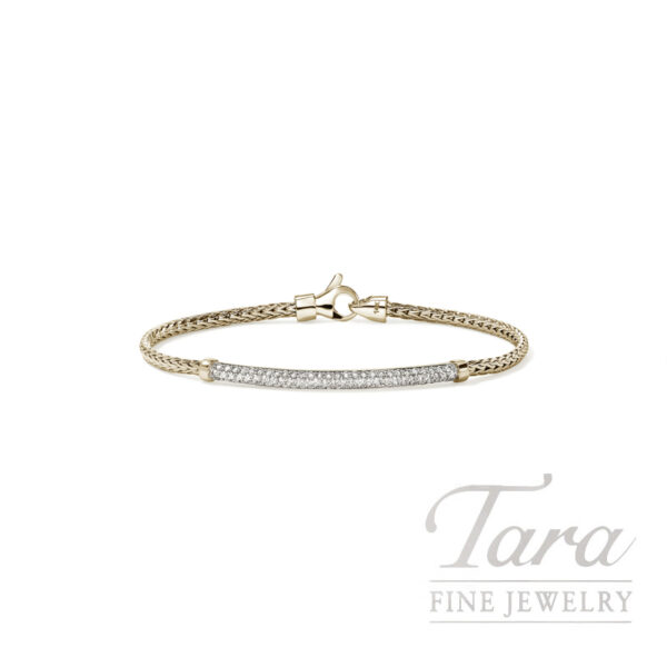 John Hardy Essential Pavé Bracelet, Gold, Diamonds, 2.5MM