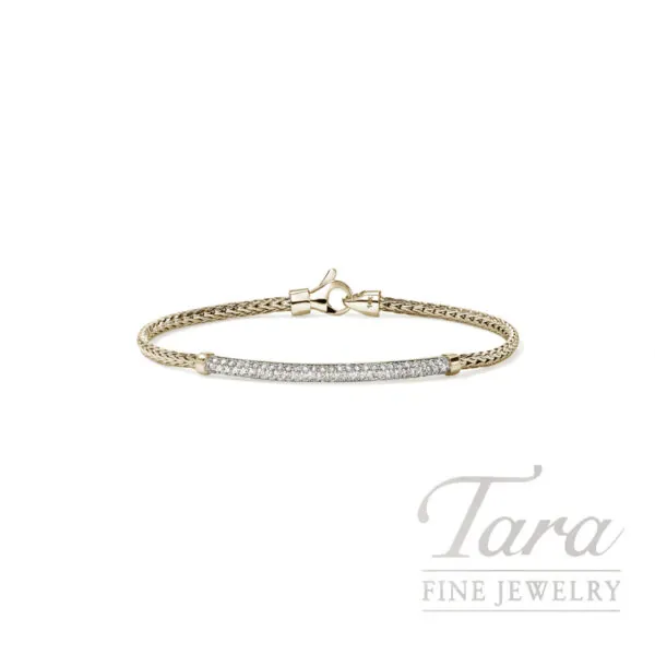 John Hardy Essentials Pave Bracelet, Gold, Diamonds 2.5MM