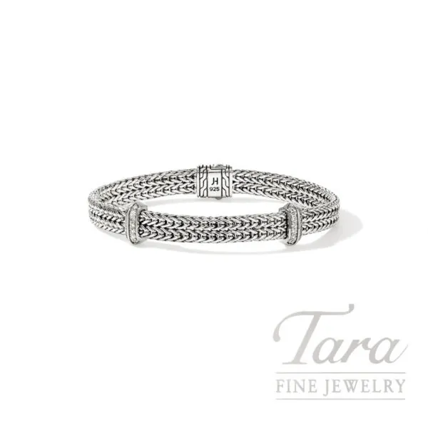 John Hardy Icon Bracelet, Sterling Silver, Diamonds, 6MM