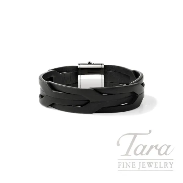 John Hardy Icon 50 Bracelet, Sterling Silver, Leather, 17MM