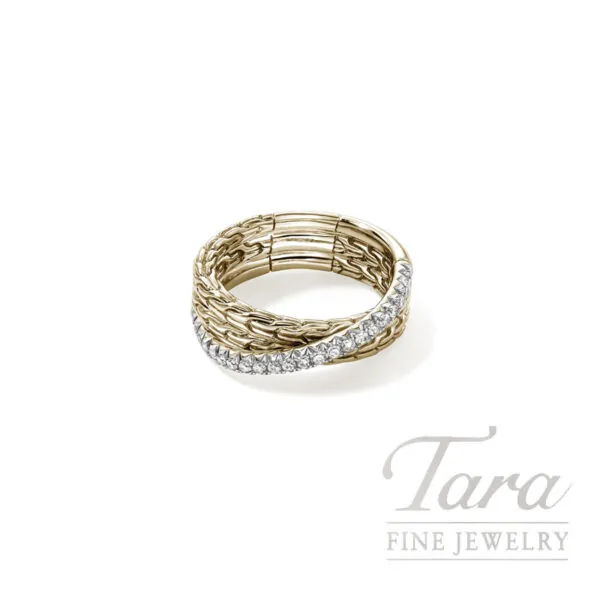 John Hardy Essential Pavé Crossover Ring, Gold, Diamonds