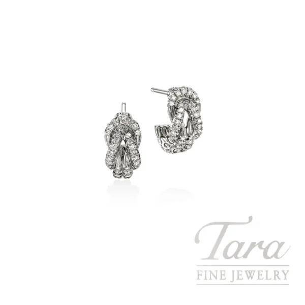 John Hardy Love Knot Earrings, Sterling Silver, Diamonds