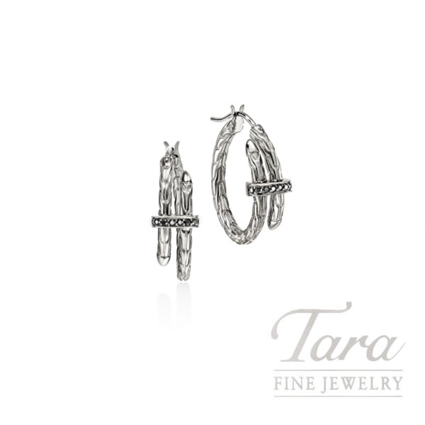 John Hardy Spear Hoop Earring, Sterling Silver, Sapphires, 22.5MM