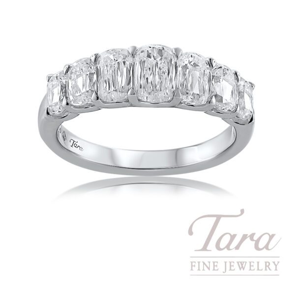 18K White Gold 7 Stone Diamond Band 2.75TDW, 4.8G