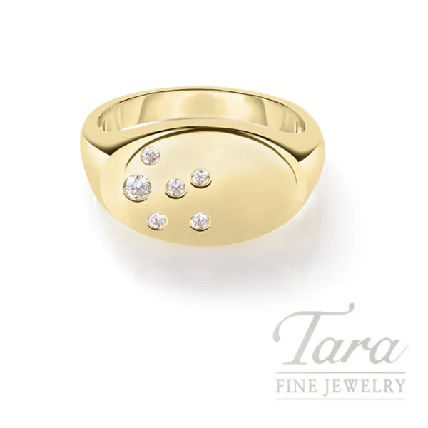 Roberto Coin 18K Yellow Gold Diamond Signet Ring, .09CT
