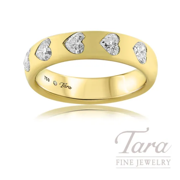 18K Yellow Gold Diamond Heart Ring, 0.77TDW