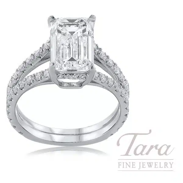 18K White Gold Diamond Hidden Halo Engagement Ring Setting, 1.01TDW