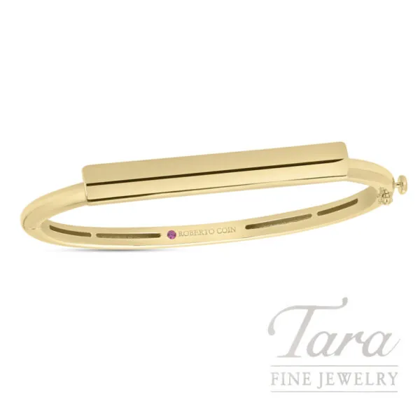 Roberto Coin 18K Yellow Gold Diamond Domino Barrel Bangle Bracelet 0.09TDW, 46x56MM