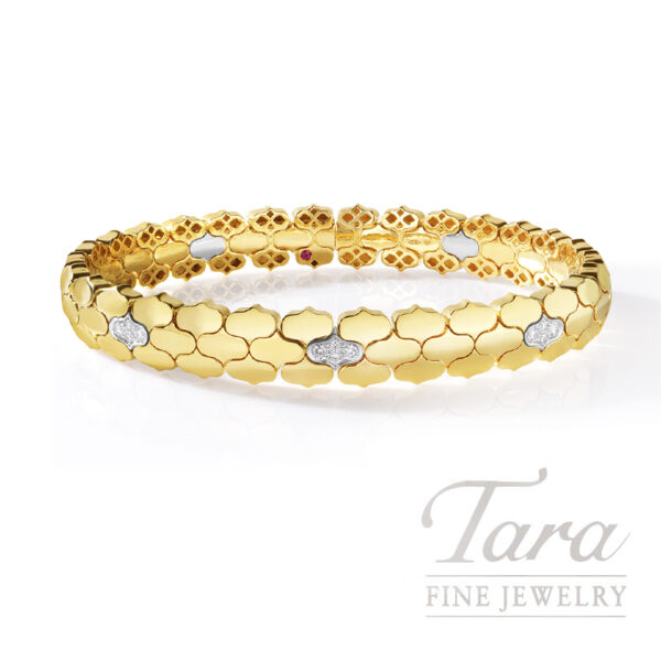 Roberto Coin 18K Yellow & White Gold Diamond Cobra Bangle 0.30TDW