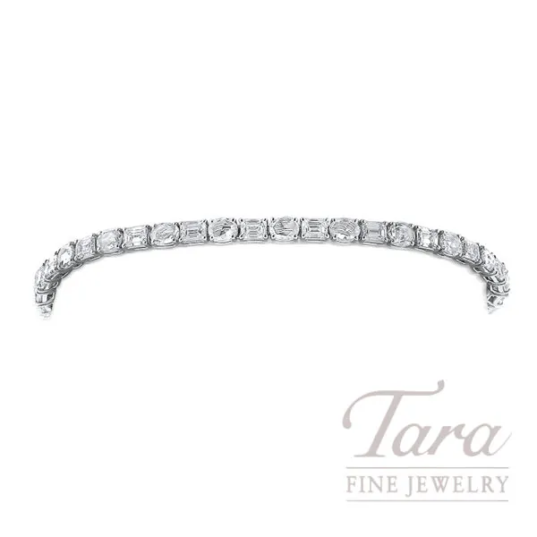 18K White Gold Oval and Emerald Cut Diamond Bracelet 8.95TDW, 12.0G