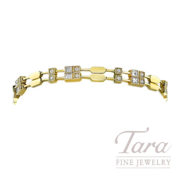 Norman Covan 18K Yellow Gold Diamond Bracelet 1.60TDW,  14.2G, 7"