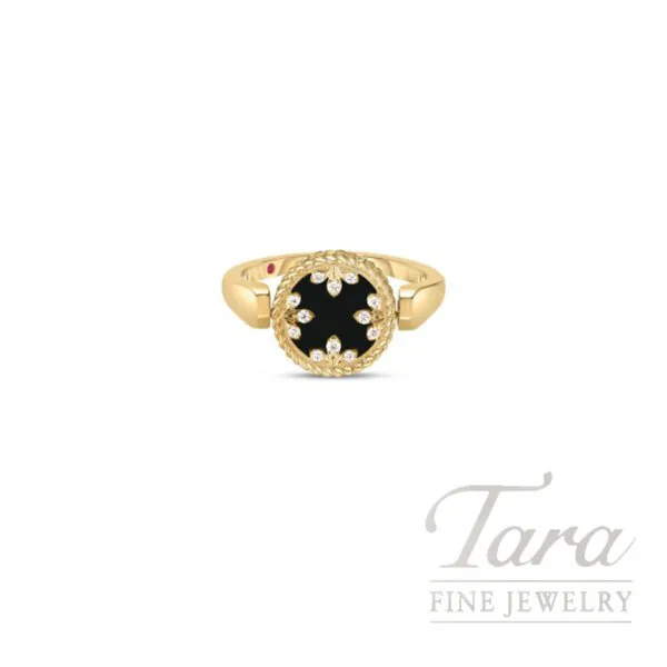 Roberto Coin 18K Yellow Gold Black Jade & Diamond Venetian Medallion Ring, 2.00TGW, .05TDW