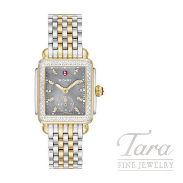 MICHELE Deco Mid Two-Tone 18K Gold-Plated Diamond Watch, 31mm
