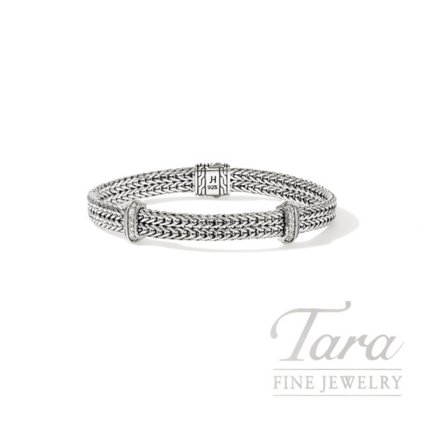 John Hardy Icon Bracelet, Sterling Silver, Diamonds, 6MM