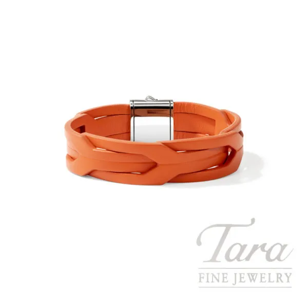 Icon 50 Bracelet, Sterling Silver, Orange Leather