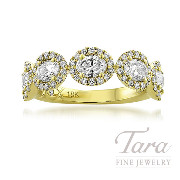 18K Yellow Gold Oval Diamond Fasihon Ring, 1.70TDW