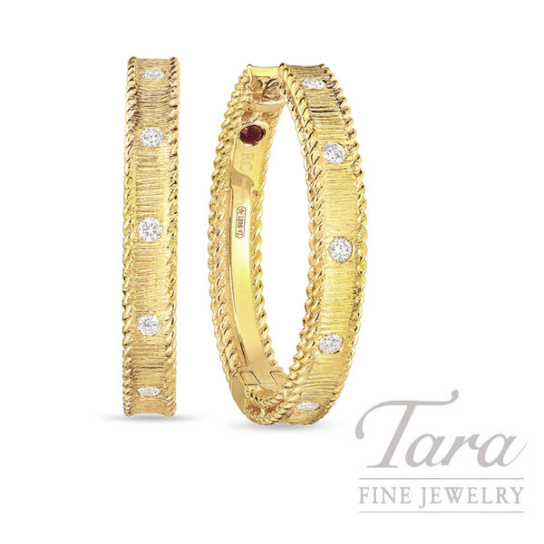 Roberto Coin 18K Yellow Gold Diamond Princess Hoop Earrings, 0.13TDW