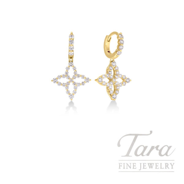 Roberto Coin 18K Yellow Gold Diamond Princess Flower Earrings 1.23TDW