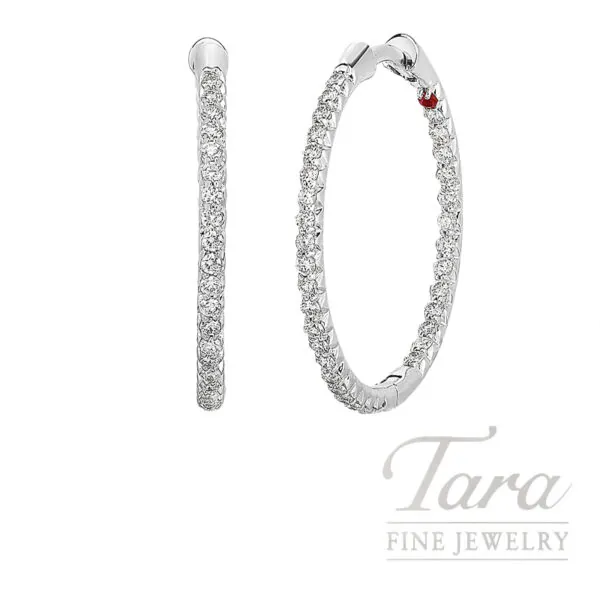 Roberto Coin 18K White Gold Inside Out Diamond Hoop Earrings .56TDW