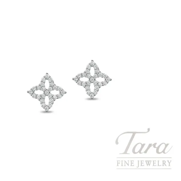 Roberto Coin 18K White Gold Outline Flower Diamond Earrings, 0.32TDW