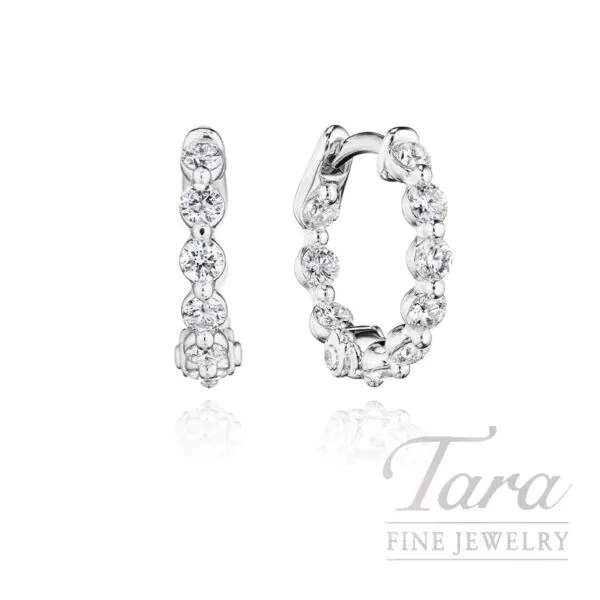 Verragio Veritage Collection 18K White Gold Majesty Diamond Hoop Earrings 16MM, 1.05TDW