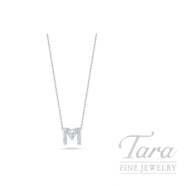 Roberto Coin Diamond 18K White Gold Love Letter "M" Pendant Necklace, 0.08TDW