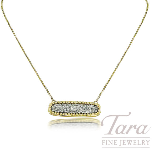 18K Yellow and White Gold Pave Diamond Necklace, 0.35TDW