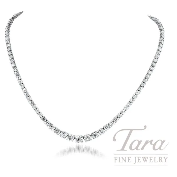 14K White Gold Diamond Riviera Necklace, 10.00TDW