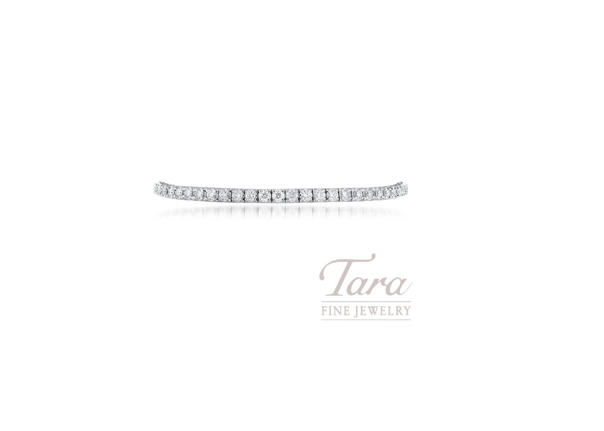 18K White Gold Diamond Tennis Bracelet, 53 Round Diamonds 3.04TDW