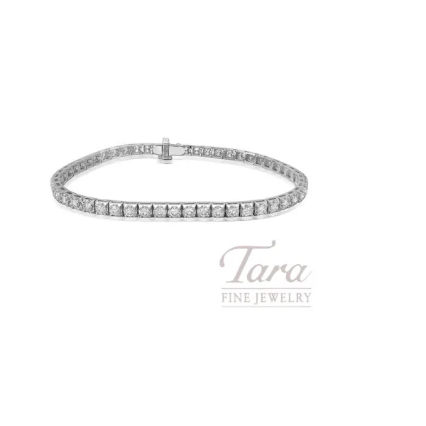 18K White Gold Diamond Tennis Bracelet, 53 Round Diamonds 3.04TDW