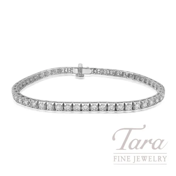 18K White Gold Diamond Tennis Bracelet, 54 Round Diamonds 3.02TDW