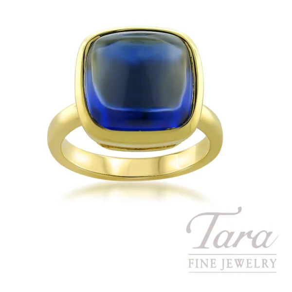Custom 18K Yellow Gold Lab Grown Blue Sapphire 9.93CT TW