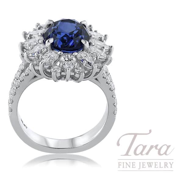 Platinum Blue Sapphire Diamond Ring 5.07CT Sapphire, Diamonds 2.66TDW