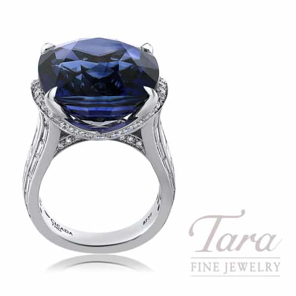 Magnificent Platinum Blue Sapphire Diamond Ring 26.17CT Sapphire, 4.57TDW