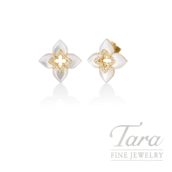 Roberto Coin Venetian Princess 18K Yellow Gold Mother of Pearl Earrings, 7.8G