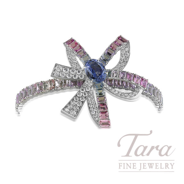 Platinum Sapphire and Diamond Bangle 28.18TGW, 2.96TDW, 39.7G