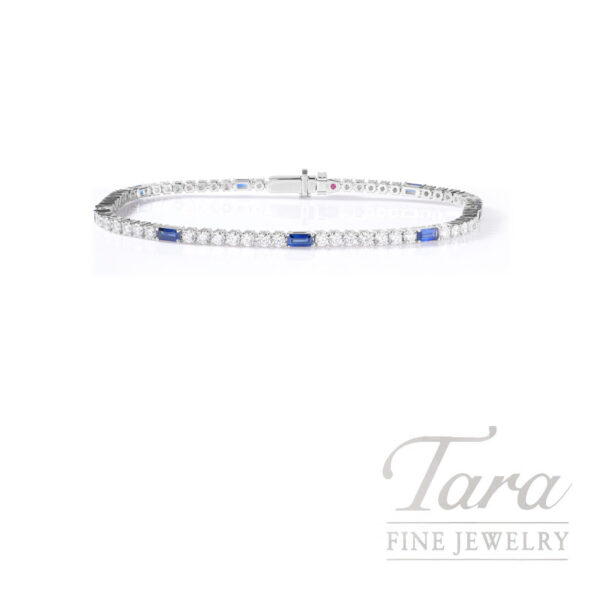 Roberto Coin 18K White Gold Diamond Blue Sapphire Bracelet 2.40TDW, 1.06TGW