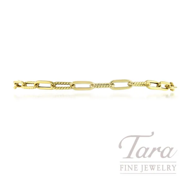 Roberto Coin 18K Yellow Gold Fluted Paper Clip Link Bracelet 4.3G
