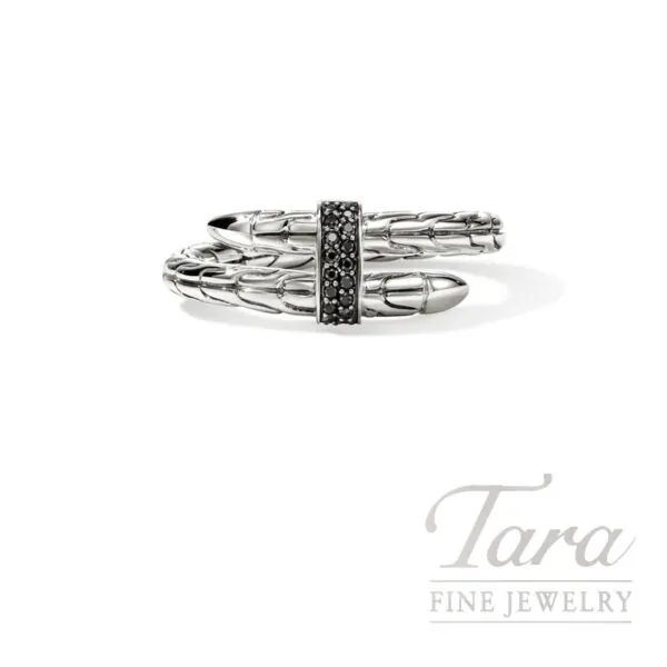 John Hardy Spear Sterling Silver Black Sapphire Wrap Ring