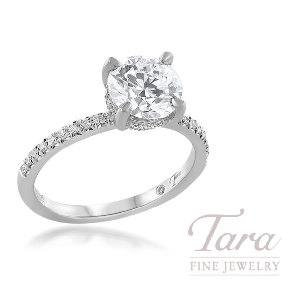 18K White Gold Diamond Semi Mount Ring, 33 Round Diamonds, 0.18TDW