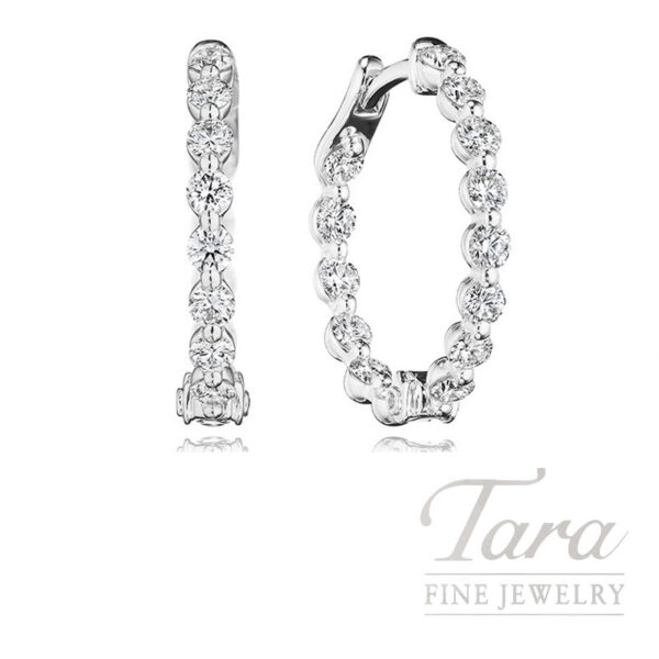 Verragio 18K White  Gold Majesty Diamond Hoop Earrings 22MM, 1.80TDW