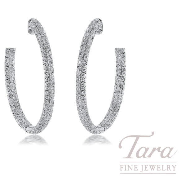 18K White Gold Diamond Hoop Earrings 4.19TDW, 13.88G