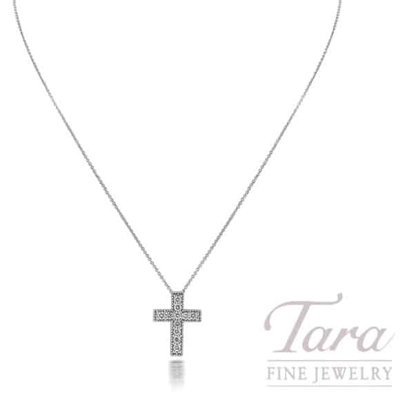 Verragio 18K White Gold Diamond Cross Pendant Necklace 0.20TDW