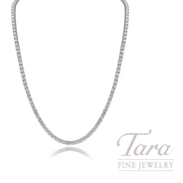 18K White Gold Diamond Tennis Necklace,131 Diamonds 13.72TDW