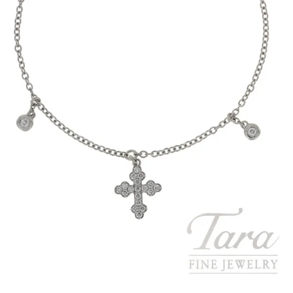 18K White Gold Diamond Cross Necklace 0.21TDW