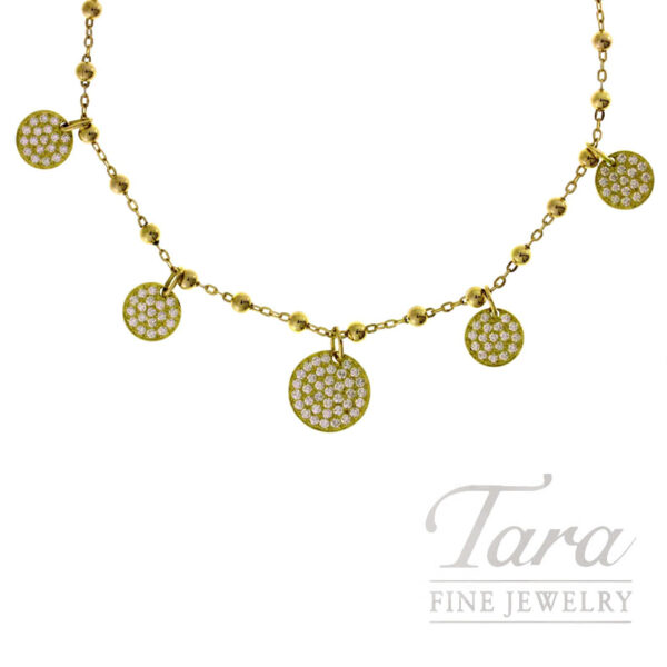 18K Yellow Gold Diamond Dangle Necklace 1.09TDW, 9.4G